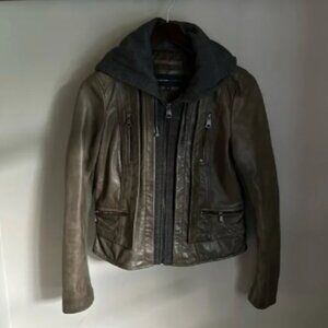 Andrew‎ Marc Hooded Leather Jacket (size:s)